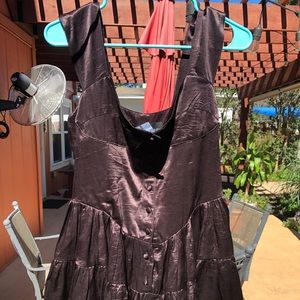 VANESSA MOONEY ELIZABETH ROMPER PLAYSUIT DRESS BLACK SATIN M